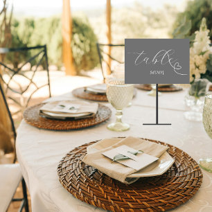 Modern Colorblock Wedding   Dark Silver Table Number