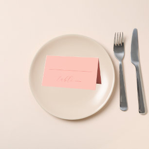 Modern Colorblock Wedding   Light Coral Place Card