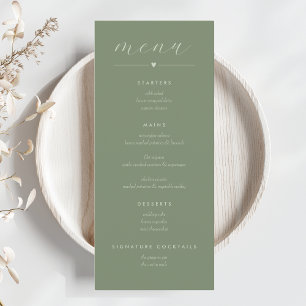 Modern Colorblock Wedding Menu   Dark Sage