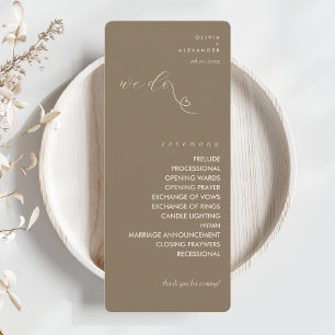 Modern Colorblock Wedding Program   Dark Neutral
