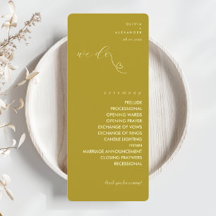 Modern Colorblock Wedding Program Dark Yellow
