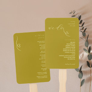 Modern Colorblock Wedding Program Dark Yellow Hand Fan