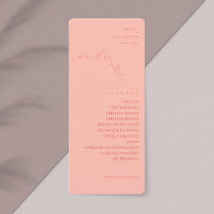 Modern Colorblock Wedding Program   Light Coral