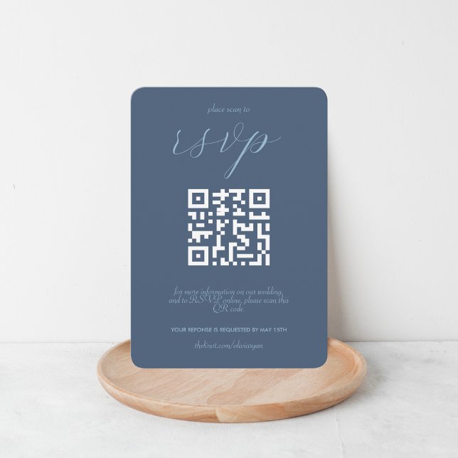 Modern Colorblock Wedding QR code | Dark Blue RSVP Card (Creator Uploaded)