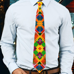 Modern Colorful Abstract Geometric Design Tie