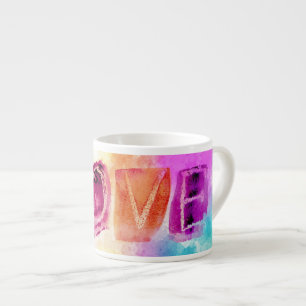 Modern Colorful Abstract Love in Watercolor Espresso Cup