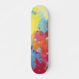 Modern Colorful Abstract Paint Splash Pattern Skateboard