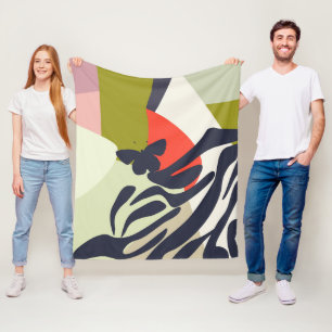 Modern Colorful Artistic Abstract Butterfly Home Fleece Blanket
