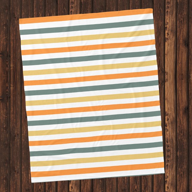 Modern Colorful Autumnal Fall Striped Pattern Fleece Blanket (Creator Uploaded)