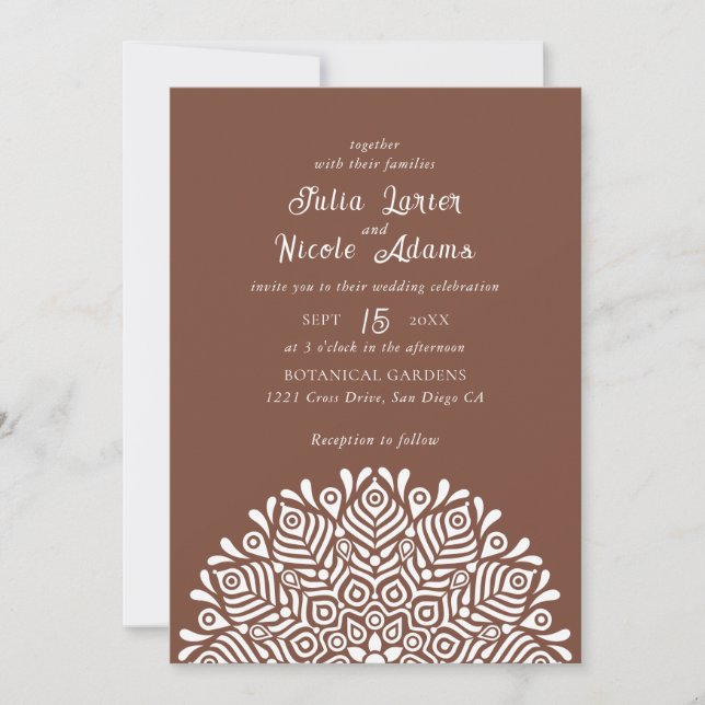 Modern Colorful Boho Ethnic Floral Mandala Wedding Invitation (Front)