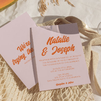 Modern Colorful Bold Fun Colorful Retro Wedding  Invitation