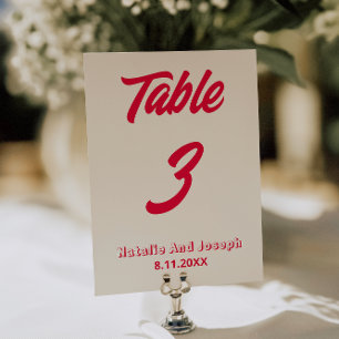 Modern Colorful Bold Funky Wedding Table Number   