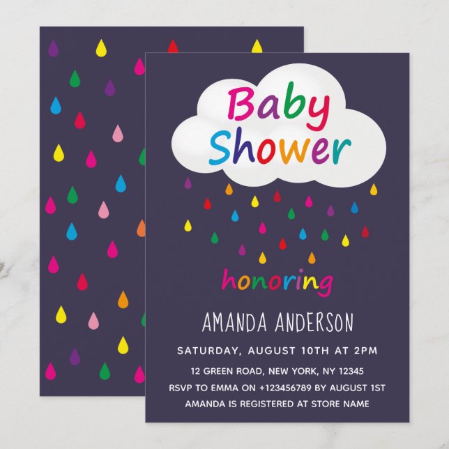 Modern Colorful Boy Baby Shower Invitation (Front/Back)