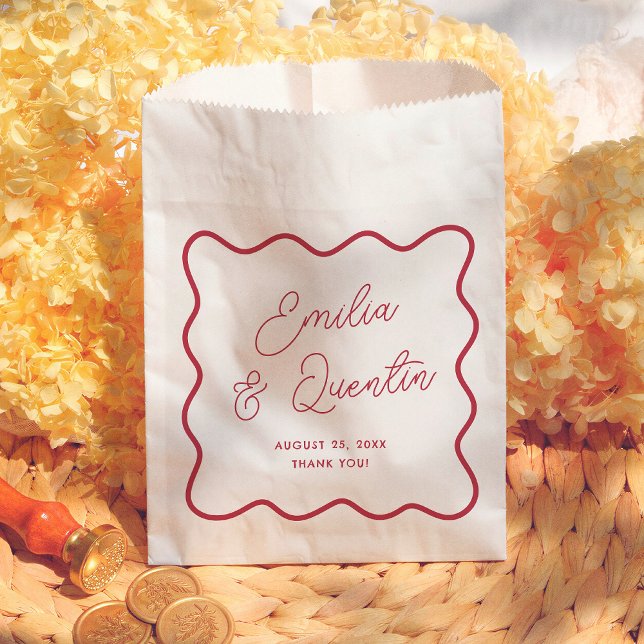 Modern Colorful Chic Wavy Frame Retro Wedding Favour Bags (Creator Uploaded)