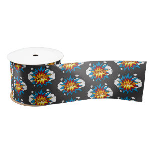 Modern Colorful Comic Book KAPOW Pop Art Satin Ribbon