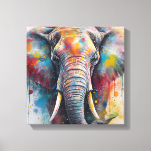 Modern Colorful Elephant Art Canvas Print