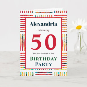 Modern Colorful Fabulous 50th Birthday Invitation