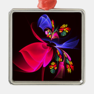 Modern Colorful Floral Abstract Art Pattern #06 Metal Tree Decoration