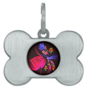 Modern Colorful Floral Abstract Art Pattern #06 Pet ID Tag