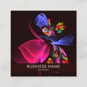 Modern Colorful Floral Abstract Art Pattern #06 Square Business Card