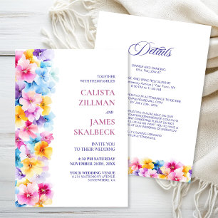 Modern Colorful Floral All in One Wedding Invitation
