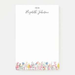 Modern Colorful Floral Watercolor Post-it Notes