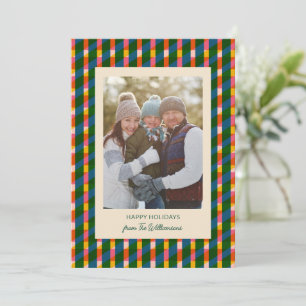 Modern Colorful Geometric Family Christmas Photo Holiday Card