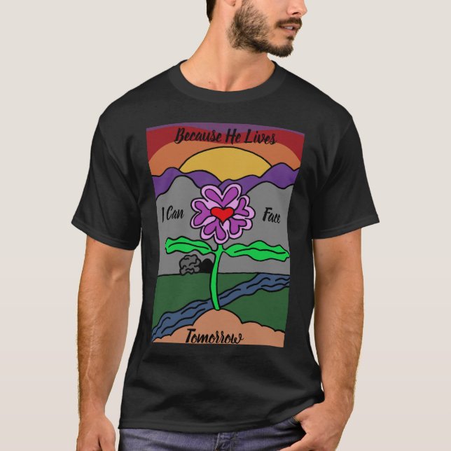 Modern Colorful Hand Drawn Cartoon Flower T-Shirt (Front)