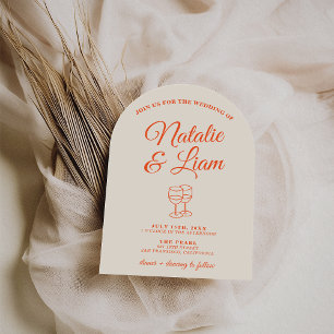 Modern Colorful Hand Drawn Retro Arched Wedding Invitation