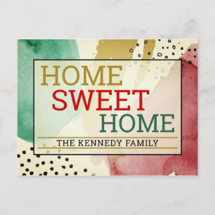 Modern Colorful Home Sweet Home Typography Moving Announcement Postcard