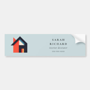 Modern Colorful House Logo Realtor Blue Red Orange Bumper Sticker