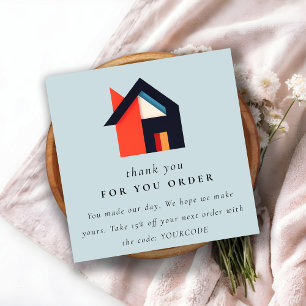 Modern Colorful House Thank You For Shopping Square Business Card