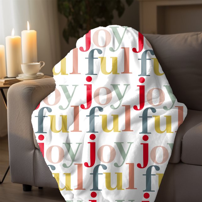 Modern Colorful Joyful Christmas Holiday Gift Fleece Blanket (Creator Uploaded)