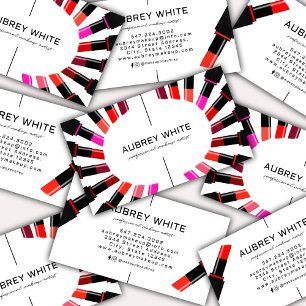 Modern Colorful Lipstick Cosmetics Makeup Artist Business Card