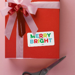 Modern Colorful Merry and Bright Gift Label