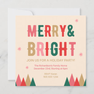 Modern Colorful Merry & Bright Invitation