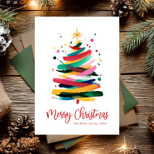 Modern Colorful Merry Christmas  Holiday Card