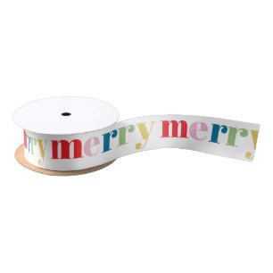 Modern Colorful Merry Cute Holiday Satin Ribbon