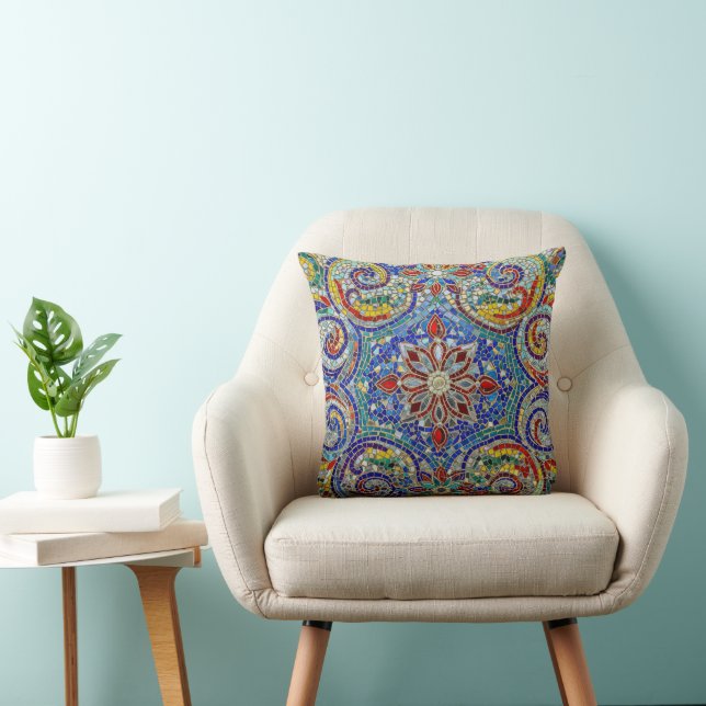 Modern Colorful Mosaic Throw Pillow –  (Chair)