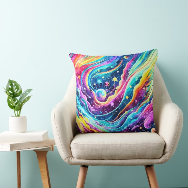 MODERN COLORFUL OUTER SPACE ART DESIGN CUSHION (Chair)