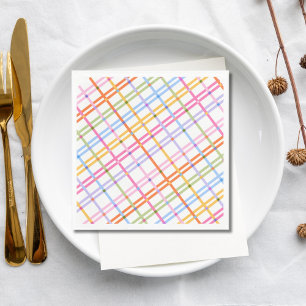 Modern Colorful Plaid Baby Shower Theme Napkin