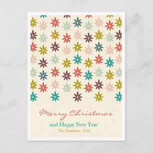 Modern Colorful Poinsettia Christmas Holiday Postcard
