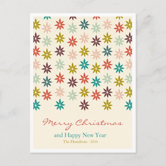 Modern Colorful Poinsettia Christmas Holiday Postcard (Front)