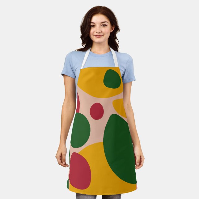 Modern Colorful Polka Dot Apron  (Worn)