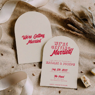 Modern Colorful Retro Funky Bold Arched Wedding Invitation