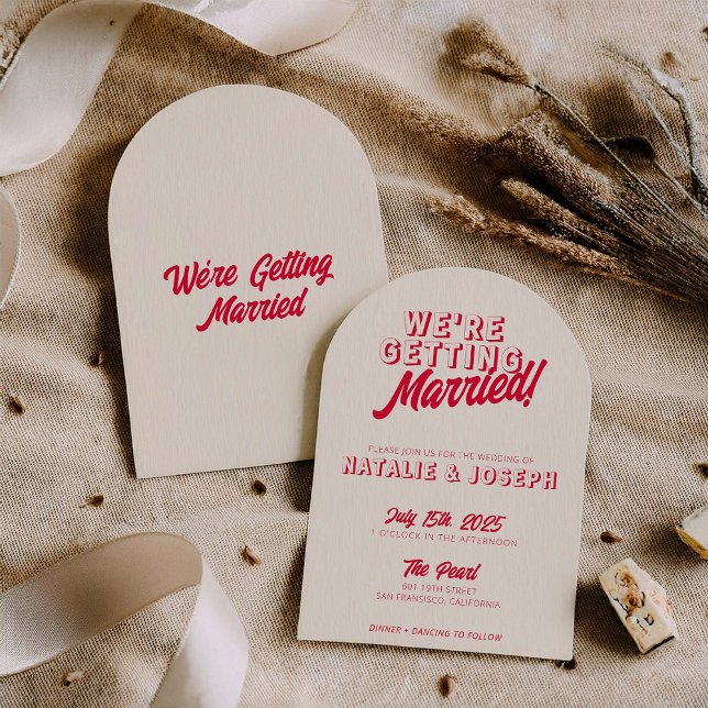 Modern Colorful Retro Funky Bold Arched Wedding Invitation (Creator Uploaded)