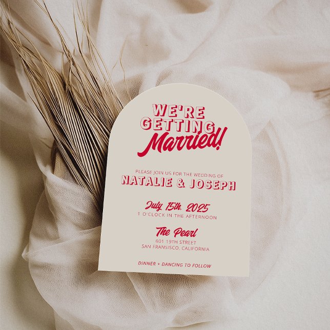 Modern Colorful Retro Funky Unique Arched Wedding Invitation (Creator Uploaded)