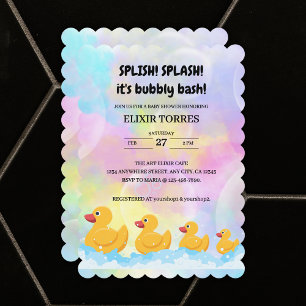 Modern Colorful Rubber Duckies Baby Shower Invitation