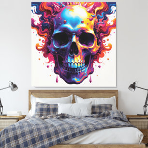 modern colorful skull canvas print