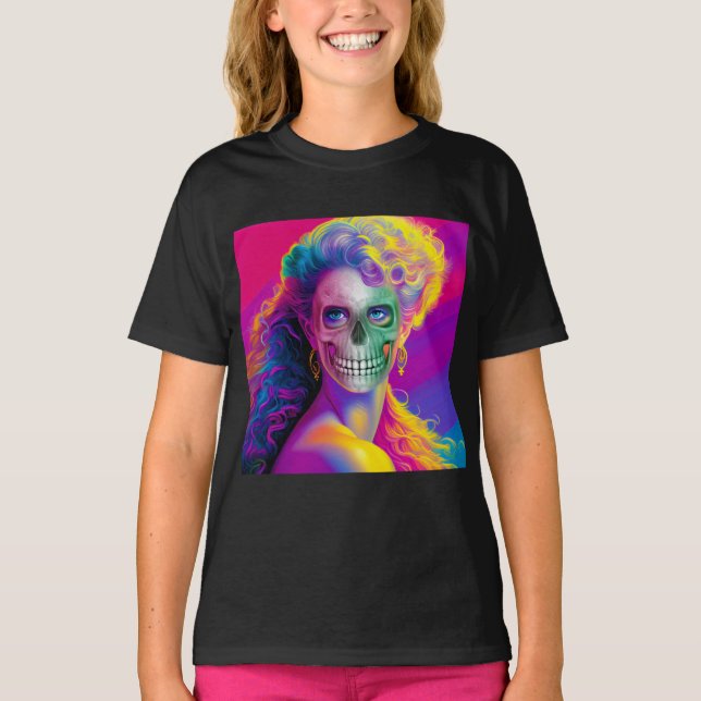 MODERN COLORFUL SKULL FACE HALLOWEEN STYLE T-Shirt (Front)